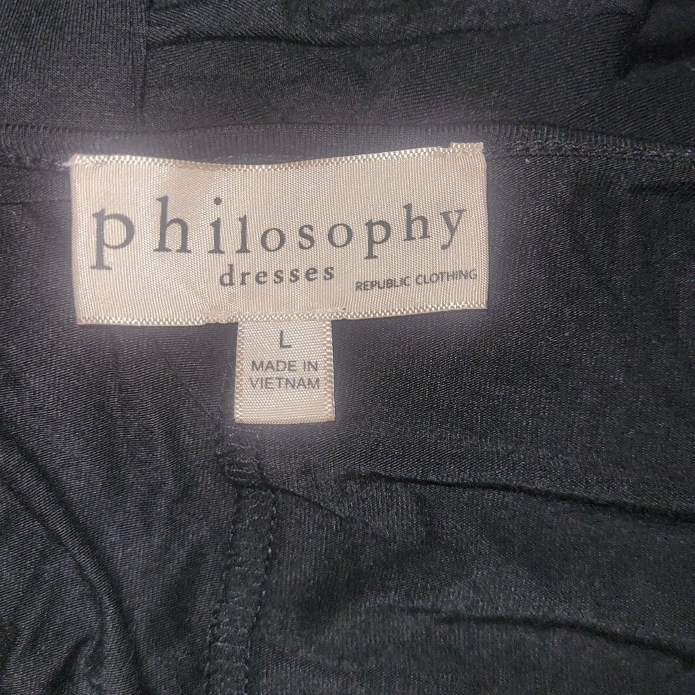 Philosophy Black 3/4 Sleeve High Low Designed Maxi Dress Size L - Picture 7 of 7